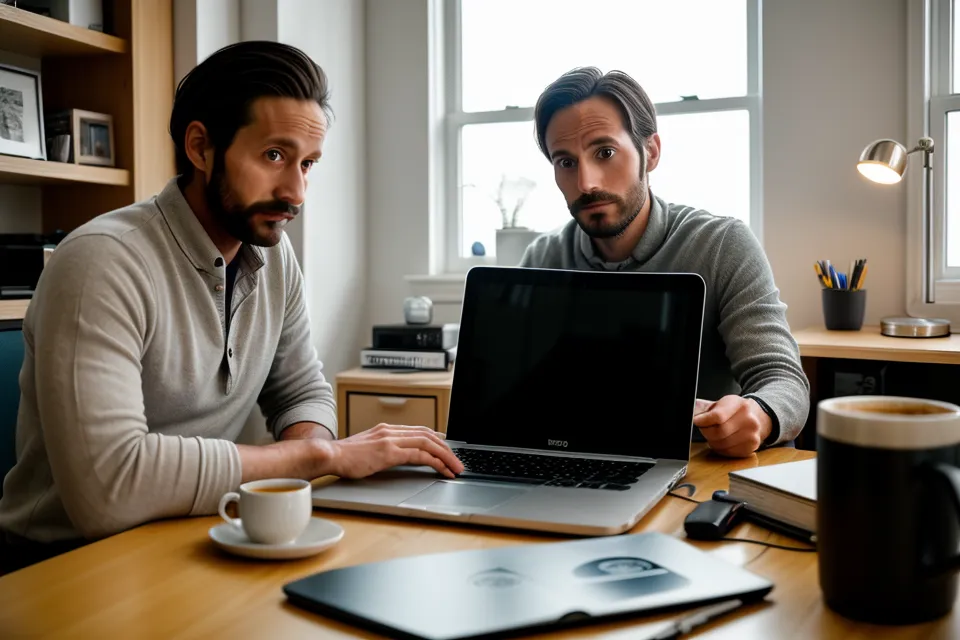Monteur vidéo concentré sur son écran dans une ambiance de travail nocturne