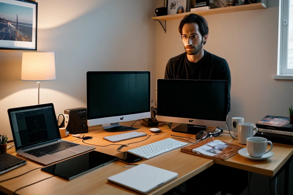 Main branchant un câble USB rapide sur un ordinateur portable pour améliorer la vitesse de transfert en montage.