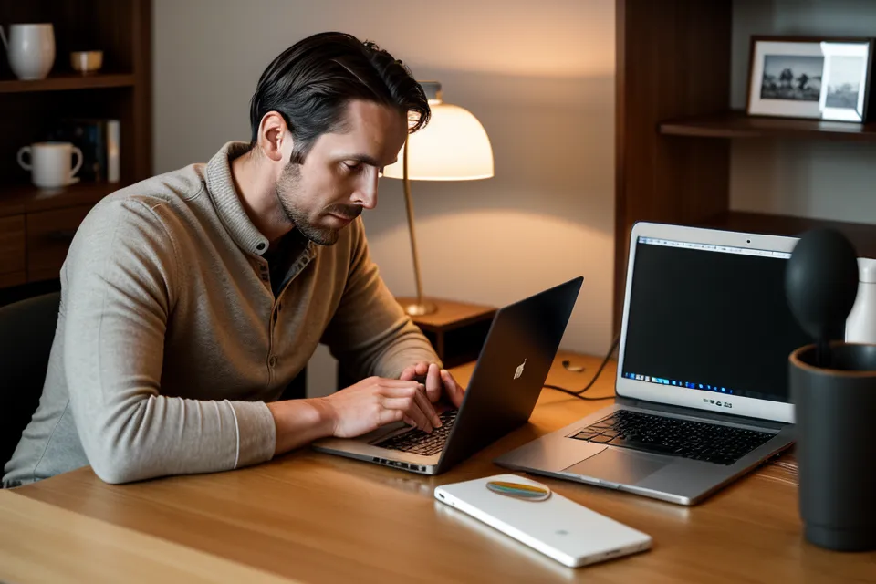 Casque de montage vidéo posé sur un bureau à côté d'un ordinateur