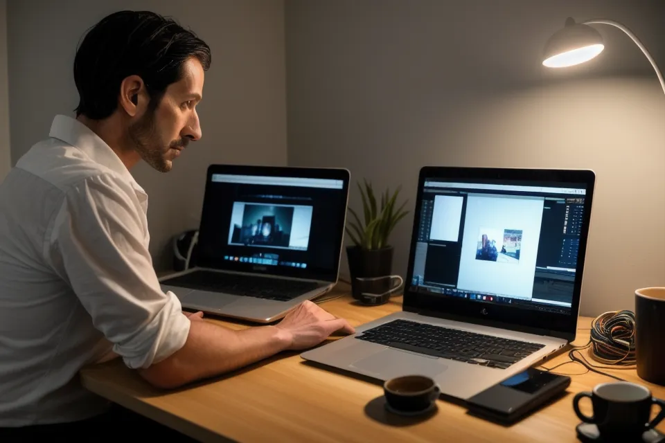 Gros plan sur la ventilation d'un ordinateur portable qui surchauffe pendant un montage.