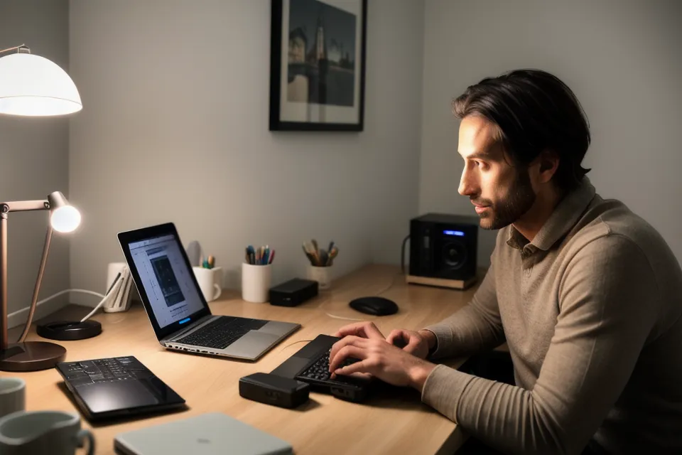 Monteur vidéo soulagé devant son écran après un export réussi sur PC lent.