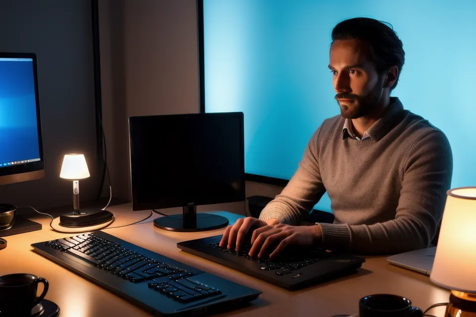 Mains d'un monteur sur un clavier mécanique devant son écran de montage